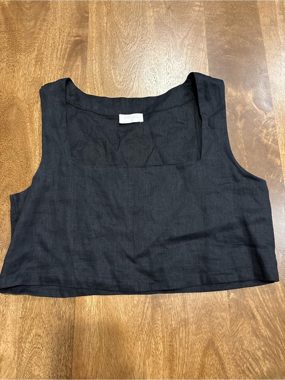 Posse Black Square-Neck Crop Top